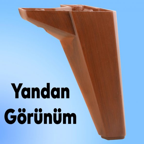 Lüks Mobilya Kanepe Sehpa TV Ünitesi Koltuk Ayağı 15 cm Ahşap Desenli Kahverengi Baza Ayak - 4