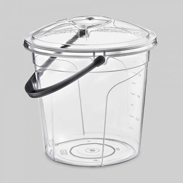 Poly Time 15 Litre Kapaklı Ölçekli Şeffaf Su Kovası - ABS Plastik - Saplı - 2