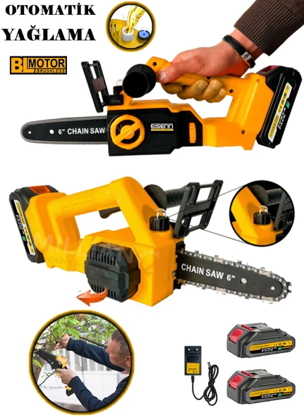 Eisenn Yeni Nesil Çift Akülü Dal Budama Testere Bıçkı Makinası Kömürsüz Motor Li-On Batarya Pro Saw - 2
