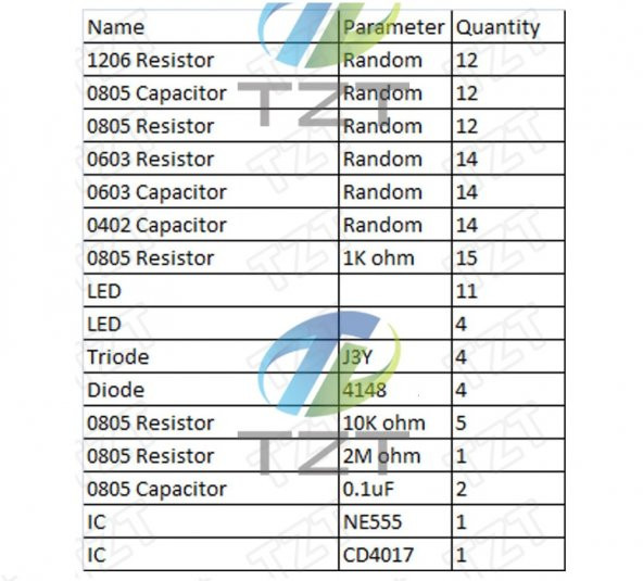 SMD Lehimleme Uygulama Kartı CD4017 NE555 - Demonte(Montesiz) - Resim 7