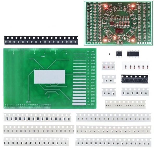 SMD Lehimleme Uygulama Kartı CD4017 NE555 - Demonte(Montesiz) - Resim 5