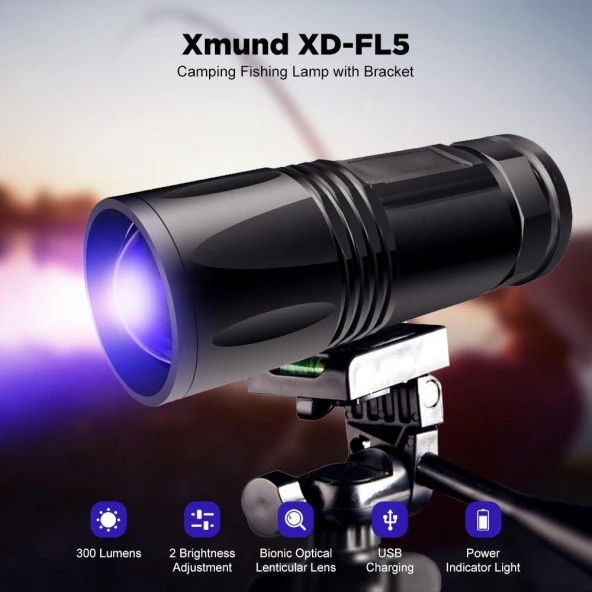 4 Renk UV Balıkçı Feneri 300 Lümen Zoom 2 Mod USB Şarj Dahili Pil - 4