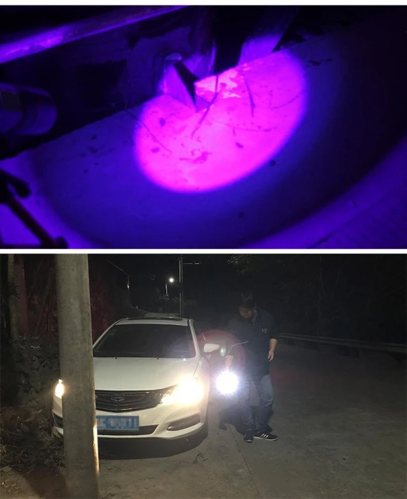 4 Renk UV Balıkçı Feneri 300 Lümen Zoom 2 Mod USB Şarj Dahili Pil - 8