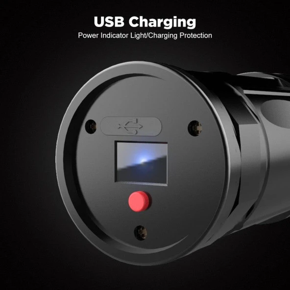 4 Renk UV Balıkçı Feneri 300 Lümen Zoom 2 Mod USB Şarj Dahili Pil - 10