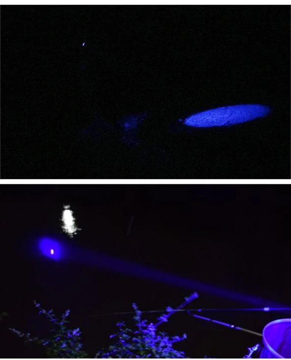 4 Renk UV Balıkçı Feneri 300 Lümen Zoom 2 Mod USB Şarj Dahili Pil - 12