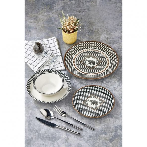 Cooker Porselen Dijital Baskılı 24 Parça Yemek Takımı CKR4023