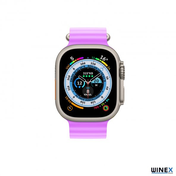 Winex 42-49mm Yeni Nesil Apple Uyumlu Akıllı Saat Kordonu Silikon Mor - 2