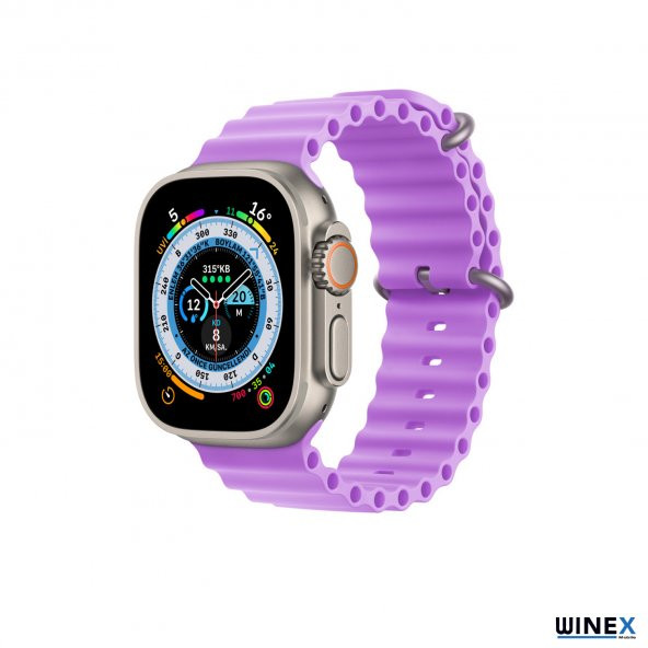 Winex 42-49mm Yeni Nesil Apple Uyumlu Akıllı Saat Kordonu Silikon Mor - 3