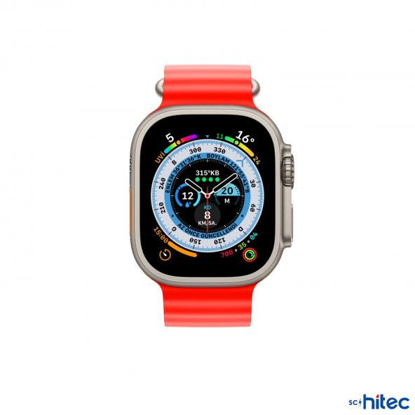 ScHitec 42-49mm Yeni Nesil Apple Uyumlu Akıllı Saat Kordonu Silikon Kırmızı - 2