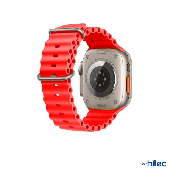 ScHitec 42-49mm Yeni Nesil Apple Uyumlu Akıllı Saat Kordonu Silikon Kırmızı - 4