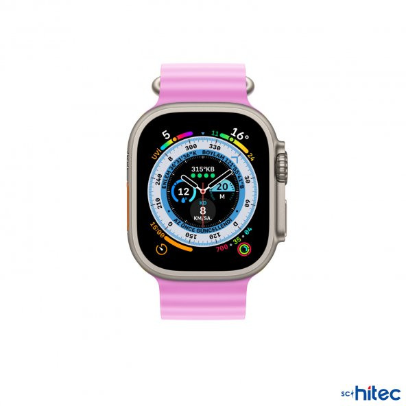 ScHitec 42-49mm Yeni Nesil Apple Uyumlu Akıllı Saat Kordonu Silikon Lila - 2