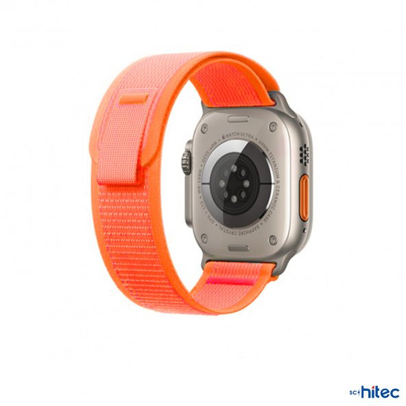 ScHitec 42-44mm Yeni Nesil Apple Uyumlu Akıllı Saat Kordonu Hasır Turuncu - 4