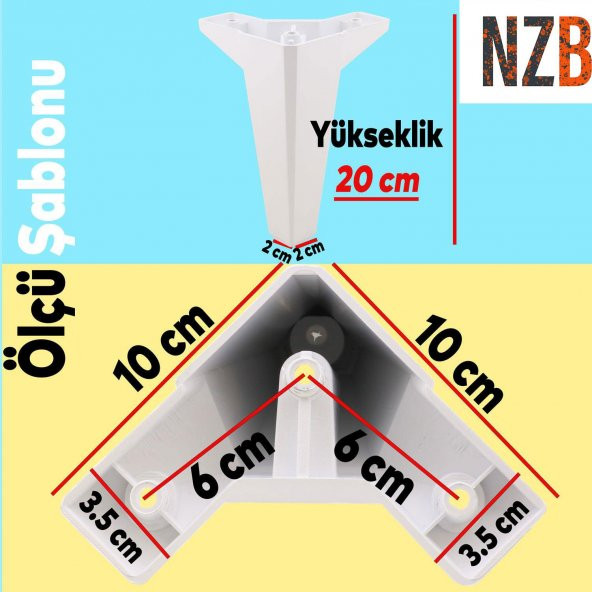 Lüks Mobilya Kanepe Sehpa TV Ünitesi Koltuk Ayağı 20 cm Beyaz Baza Ayak - 5