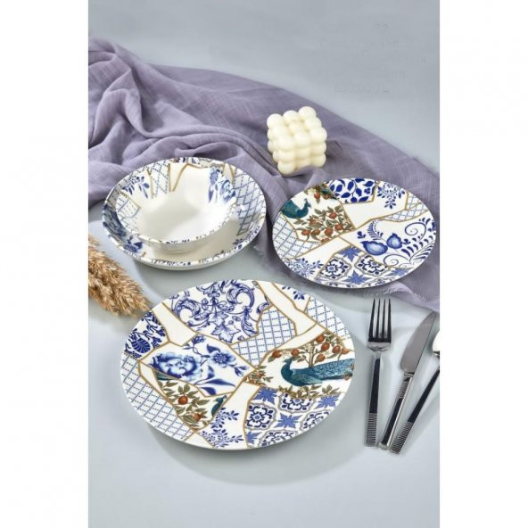 Cooker Porselen Dijital Baskılı 24 Parça Yemek Takımı CKR4062