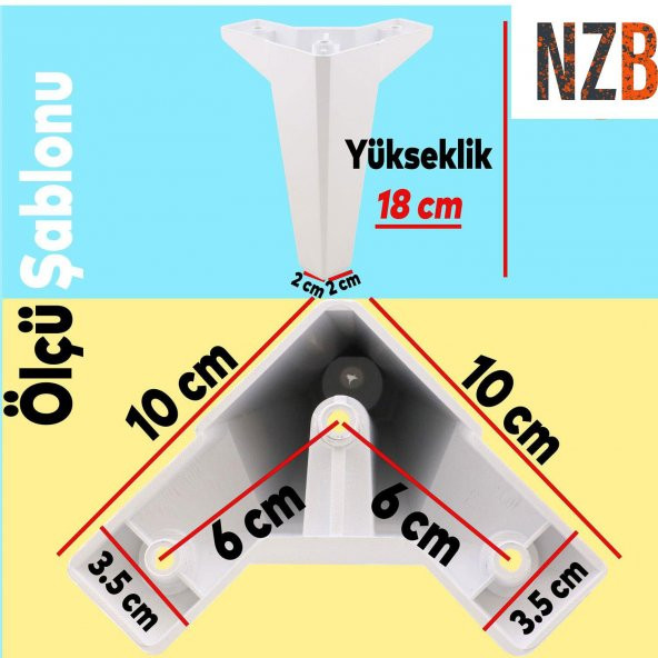 Lüks Mobilya Kanepe Sehpa TV Ünitesi Koltuk Ayağı 18 cm Beyaz Baza Ayak - Resim 3