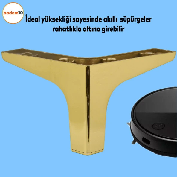 Sedef Lüks Mobilya Kanepe Sehpa TV Ünitesi Koltuk Ayağı 10 cm Altın Gold Baza Ayak - 4