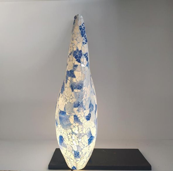 Masa Lambası Yarım Ay Cam Mozaik Sanatsal El İşciliğidir Heykel 60  cm - 4