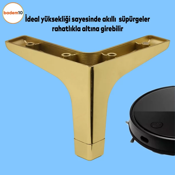 Sedef Lüks Mobilya Kanepe Sehpa Tv Ünitesi Koltuk Ayağı 12 Cm Altın Gold Baza Ayakları - 4