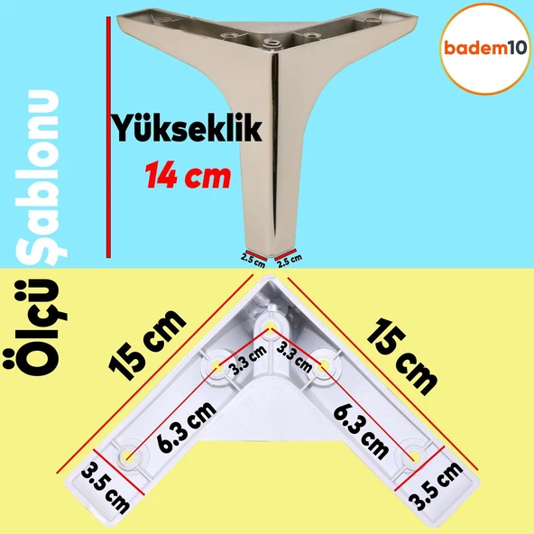 Sedef Lüks Mobilya Kanepe Sehpa Tv Ünitesi Koltuk Ayağı 14 Cm Parlak Krom Baza Ayakları - 2