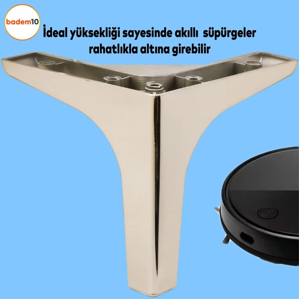 Sedef Lüks Mobilya Kanepe Sehpa Tv Ünitesi Koltuk Ayağı 14 Cm Parlak Krom Baza Ayakları - 4
