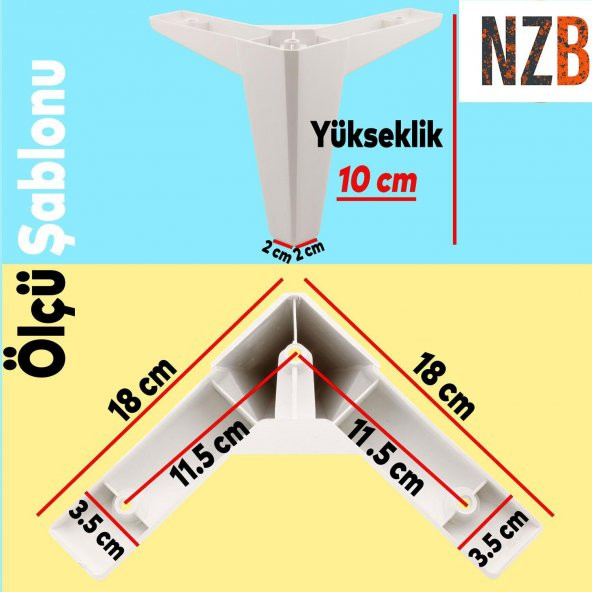 Lüks Mobilya Kanepe Sehpa TV Ünitesi Koltuk Ayağı 10 cm Beyaz Baza Ayak - Resim 4