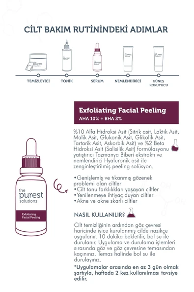 The Purest Canlandırıcı & Cilt Tonu Eşitleyici Yüz Kırmızı Peeling Serum 30 Ml (aha 10% + Bha 2%) - Resim 4