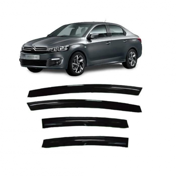 Citroen C Elysee 2012-2022 Uyumlu Mugen Cam Rüzgarlığı Seti Piano Black 4lü İthal