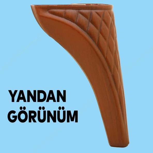 Petek Lüks Mobilya Kanepe Tv Ünitesi Koltuk Puf Ayağı 20 Cm Kahverengi Ahşap Desenli Konsol Ayak - 5