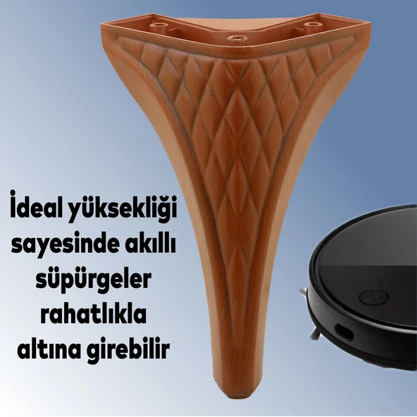 Petek Lüks Mobilya Kanepe Tv Ünitesi Koltuk Puf Ayağı 20 Cm Kahverengi Ahşap Desenli Konsol Ayak - 3