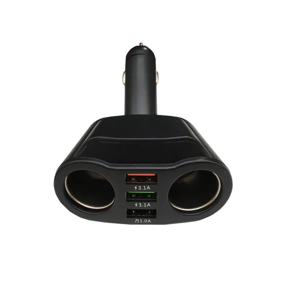 Dual araç çakmak çoklayıcı +3 usb hızlı şarj girişi 12/24v DC 3.1A