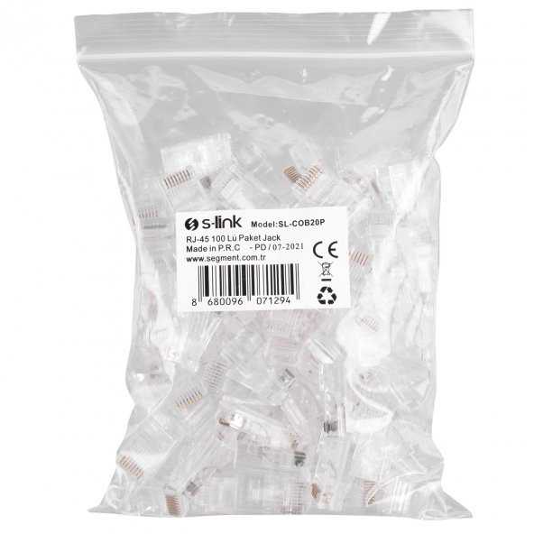 S-LINK SL-COB20P RJ-45 YENİ NESİL KONNEKTÖR(100LÜ - 2