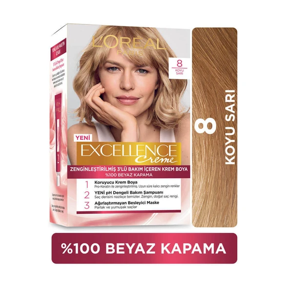Loreal Excellence Saç Boyası 8 Koyu Sarı