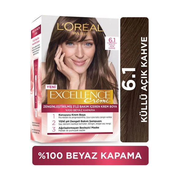 LOréal Paris Excellence Creme Saç Boyası - 6.1 Küllü Açık Kahve