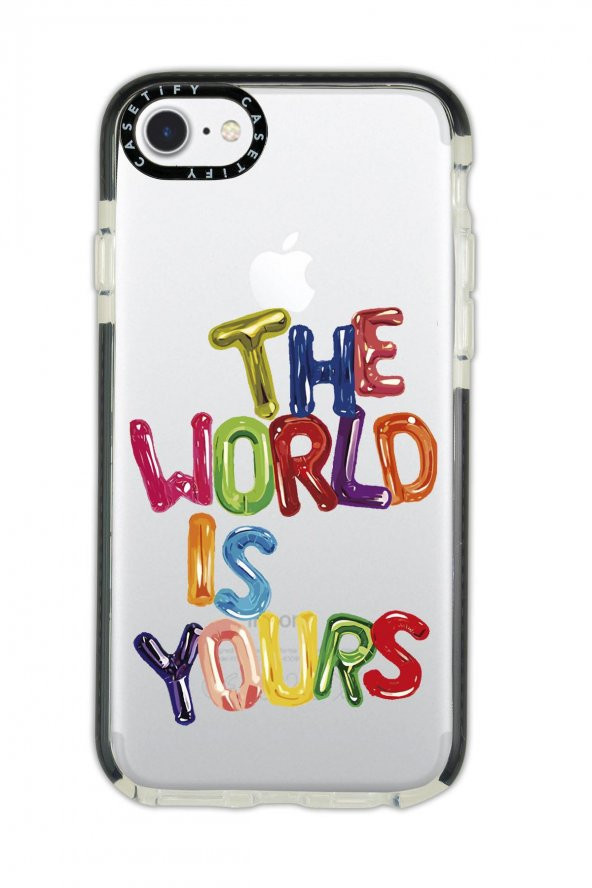 iPhone 6S Casetify The World Is Yours Desenli Anti Shock Premium Silikonlu Siyah Kenar Detaylı Telefon Kılıfı