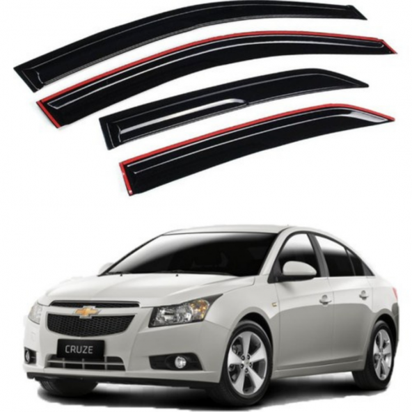 Chevrolet Cruze Uyumlu Mugen Cam Rüzgarlığı Seti Piano Black 4lü İthal
