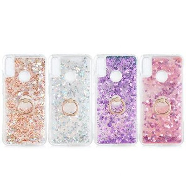 Huawei Y7 Prime 2019 Kılıf Sulu Simli Akışkan Silikon - 3