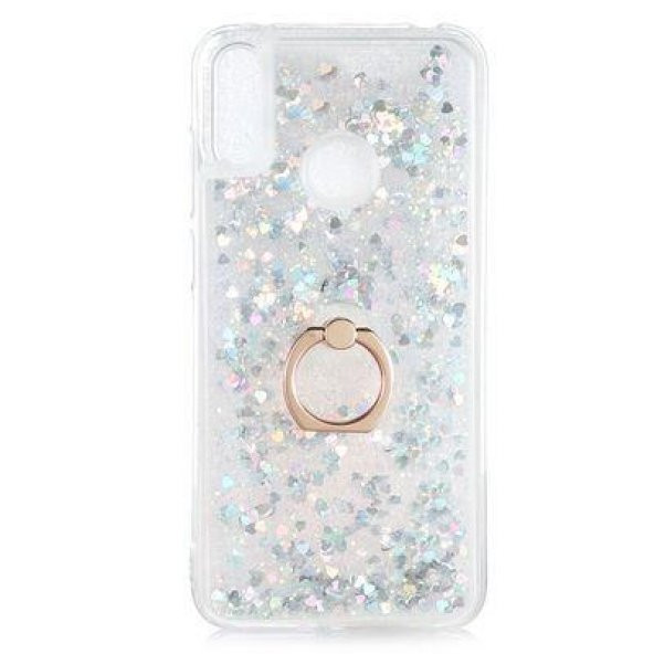 Huawei Y7 Prime 2019 Kılıf Sulu Simli Akışkan Silikon - 6