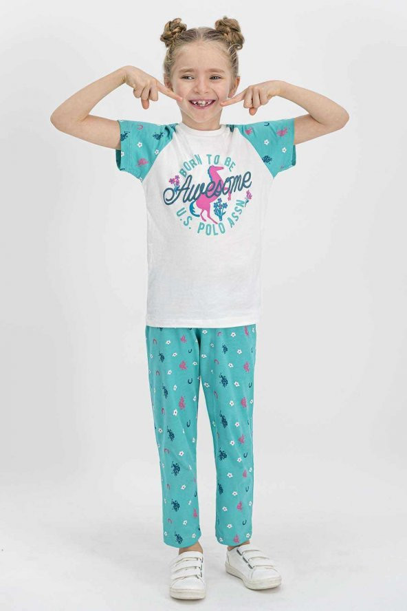 Kısa Kollu Kız Çocuk Pijama Takımı Krem - HBV00000RDNVG