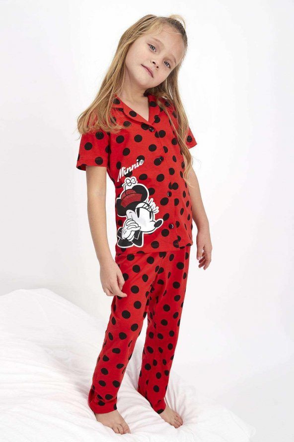 Kız Çocuk Kırmızı Gömlek Pijama Takımı - D4365-C