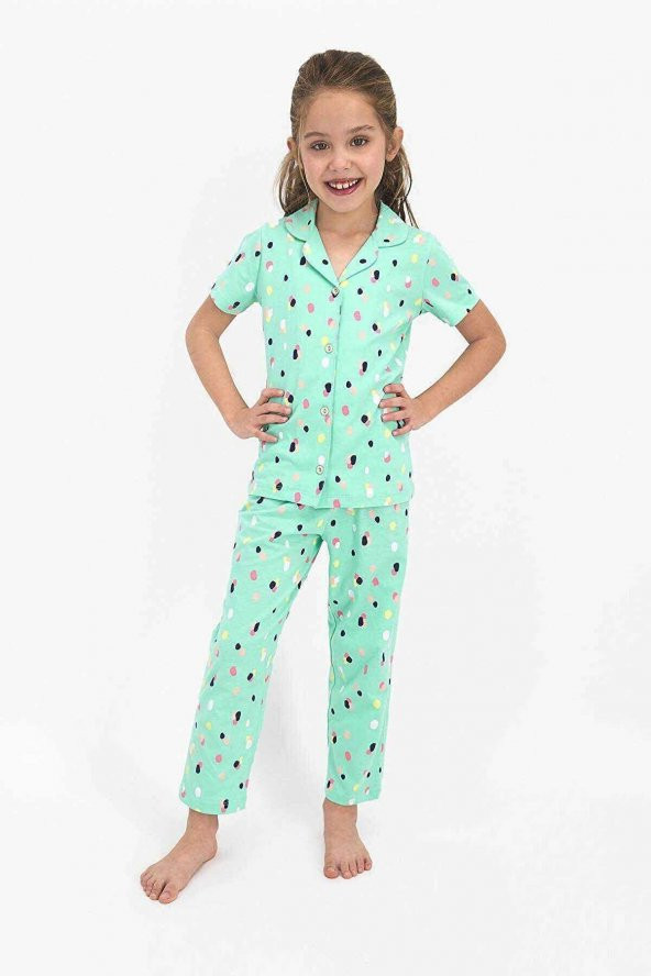 Kız Çocuk Yeşil Gömlek Pijama - RP2442-C