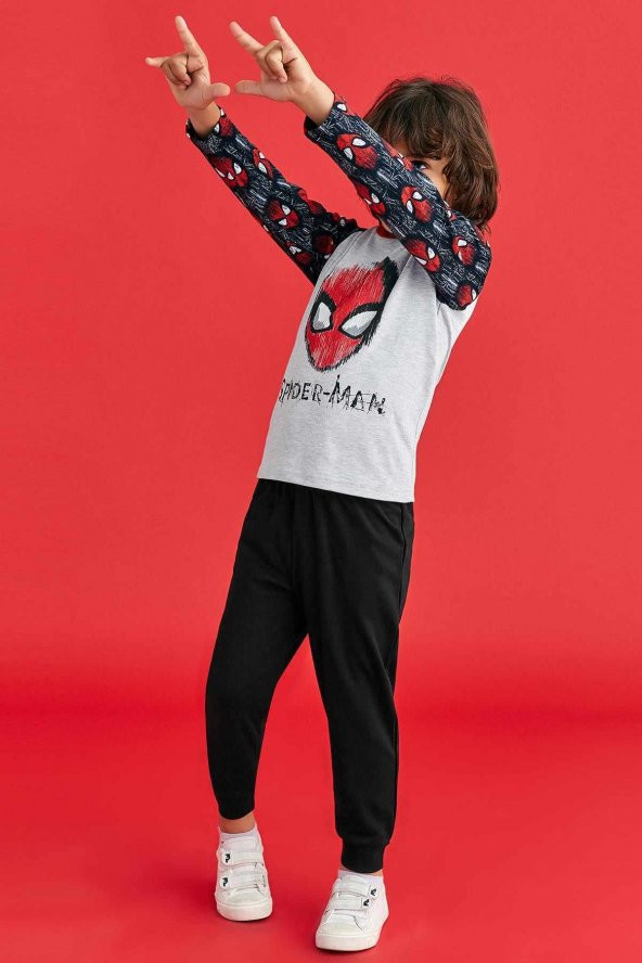 Spider Man Lisanslı Erkek Çocuk Pijama Takımı Siyah