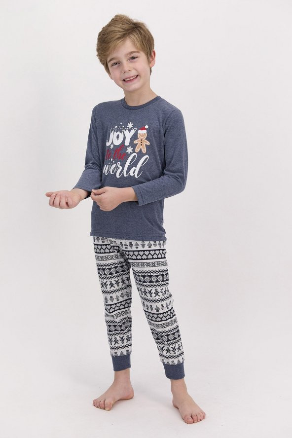 Erkek Çocuk Pijama Takım Lacivert Desenli RP2546-C