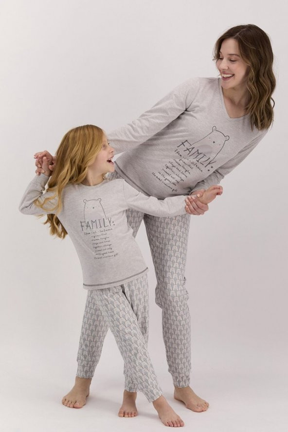 Kız Çocuk Mevsimlik Uzun Kol Pijama Takımı AR1474-C