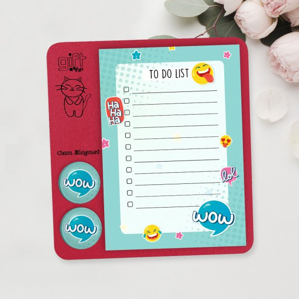 Cam Magnet Rozetli To Do List Mini Set - Wow Not Defteri - 3