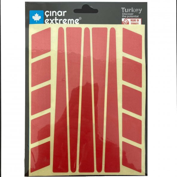 Şerit Tasarımlı Reflektif Kırmızı Motosiklet Kask Sticker Çınar Extreme - 6