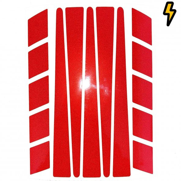 Şerit Tasarımlı Reflektif Kırmızı Motosiklet Kask Sticker Çınar Extreme - 7
