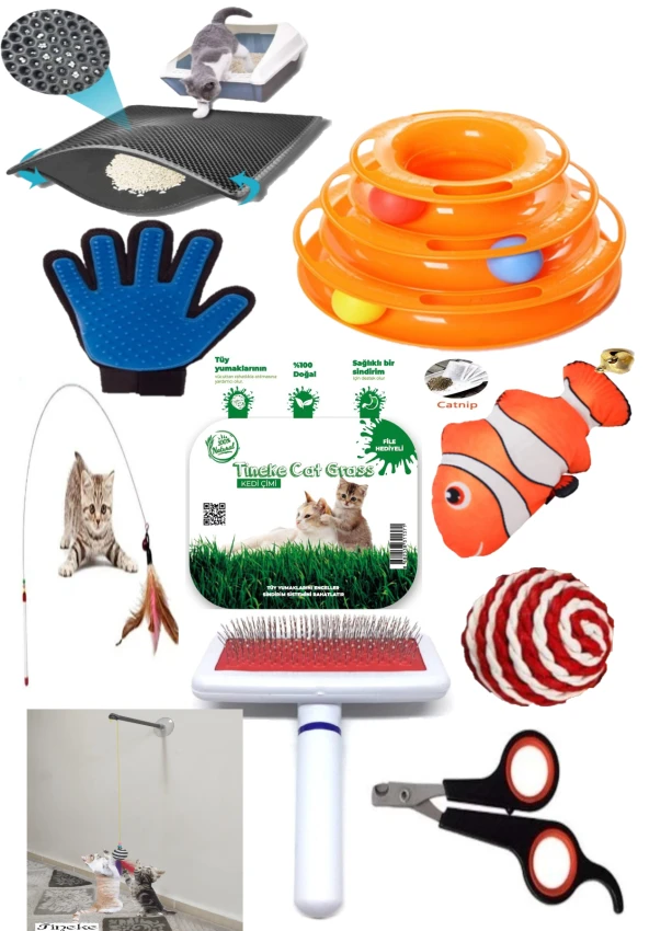 Tineke Kedi Oyuncağı ve Bakım Seti 10'lu