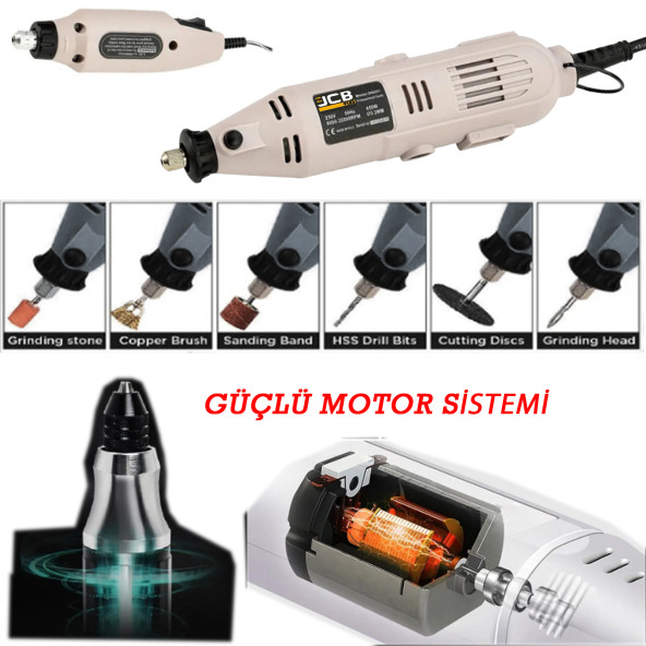 Projcb Plus Süper 2 Li Gravür Seti Devir Ayarlı Büyük ve Küçük Boy Gravür Makinası 1000 W Işıklı Çantalı - 3