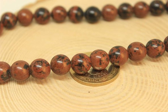 Kahverengi Obsidyen Taşı Dizi 10mm (25890) - Resim 2