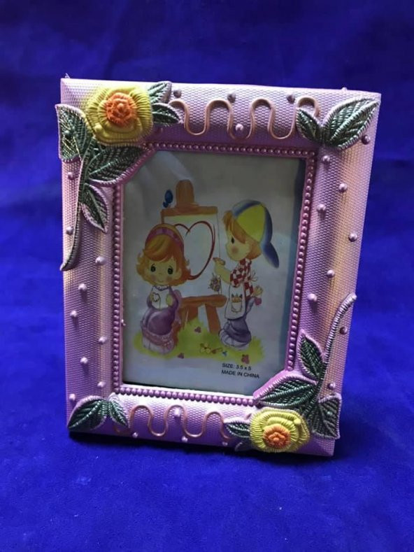 9x13 cm Plastik Fotoğraf Çerçevesi - Renkli Çiçek Desenli Camlı Çerçeve - 2